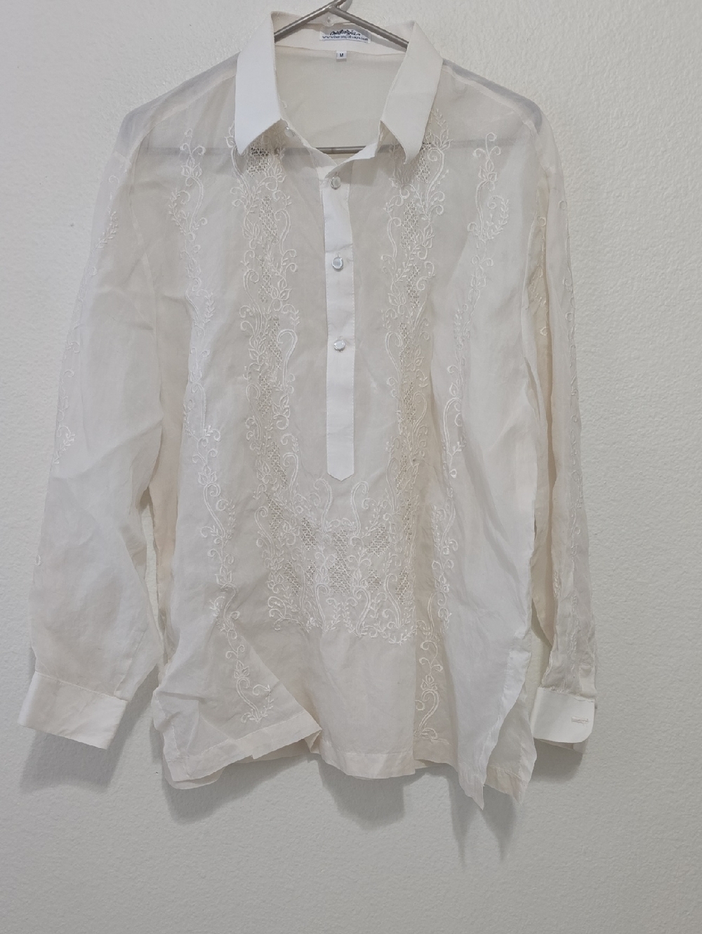 Nostalgia The Baron Tagalog Ivory Embroidered Dress Shirt‎